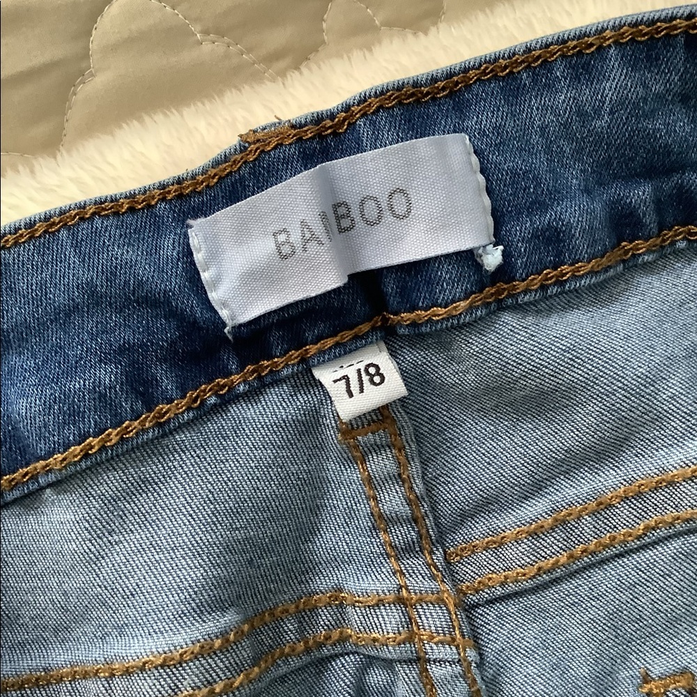 Bamboo skinny jeans NWT size 7/8 super soft denim high waisted with tie front - Picture 4 of 9